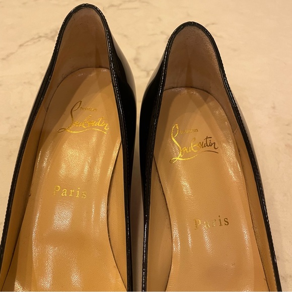 NWT ❤️ Christian Louboutin Pyramidame 45 Black Parent Square Toe Pump w/ Spikes - Picture 10 of 11